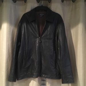 Nautica black leather coat 44. Good used condition